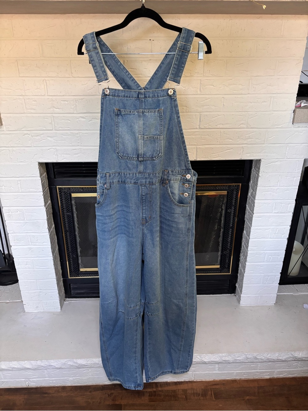 Light Wash Denim Women's Overalls with Front Bib Pocket